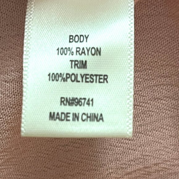 Self Esteem Pink Lace-Trim Crewneck Short Bell Sleeve Back Tie Top Size Small - Picture 7 of 7